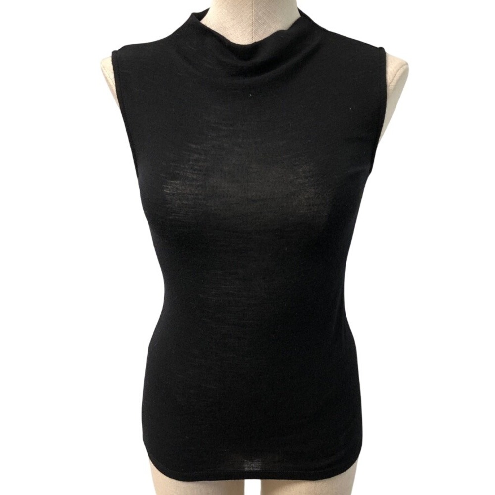 Vince Tank Top Womens Small Black Mock Neck Sleeveless Lightweight Minimalist
